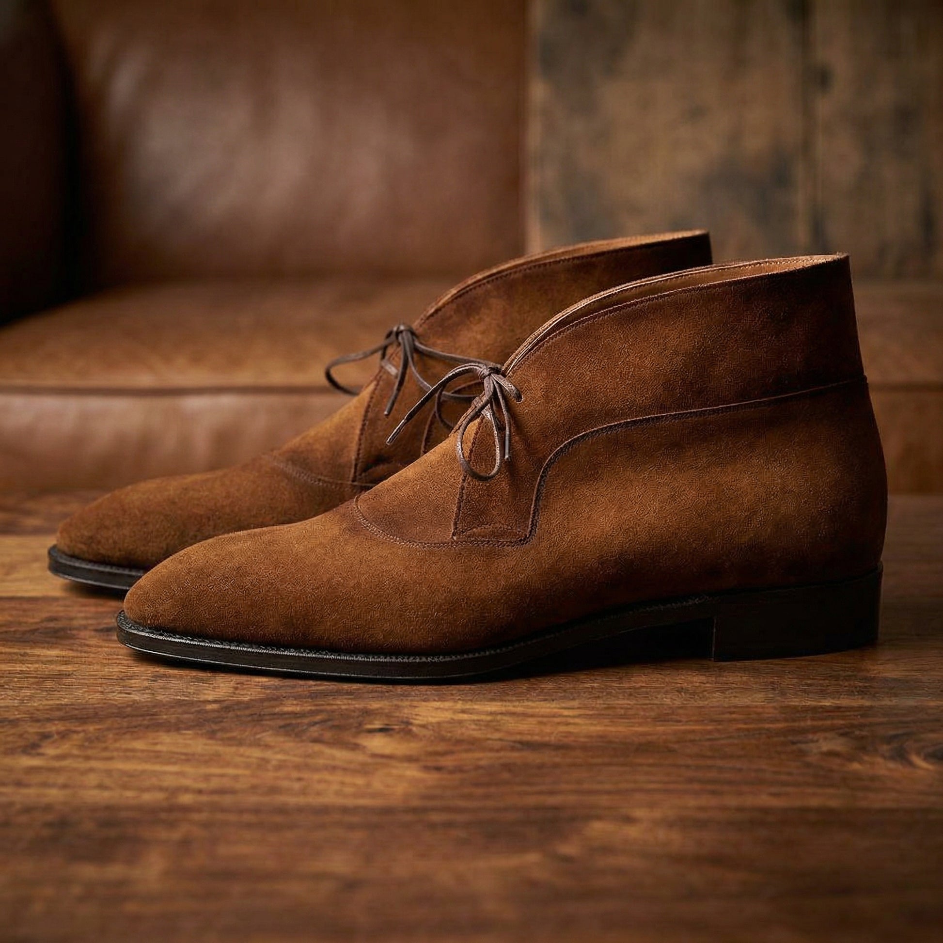 Luxury Edition - Artisian Made Brown Italian Suede Corowa Chelsea Boots