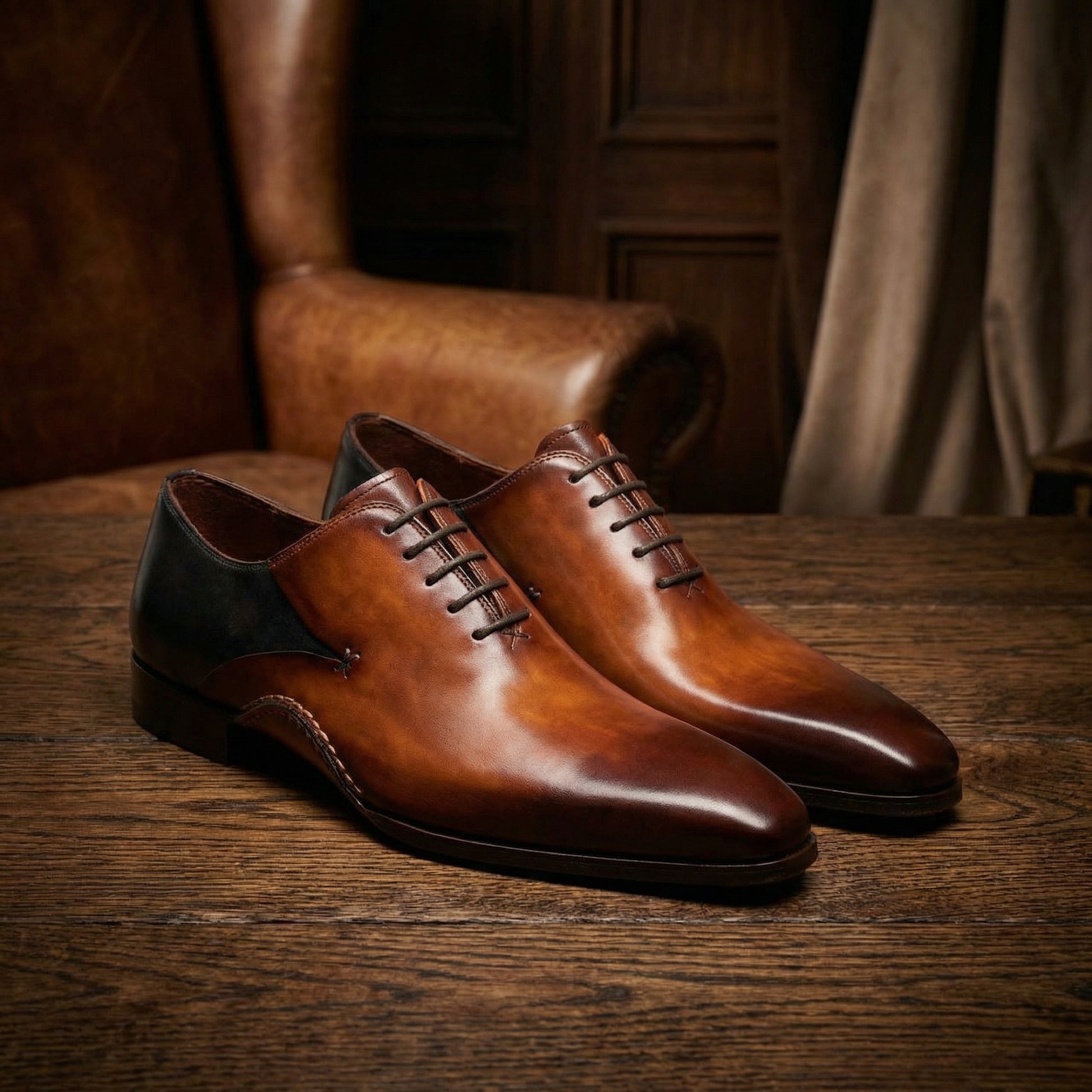 Black & Tan Leather Bowral Oxfords Shoes
