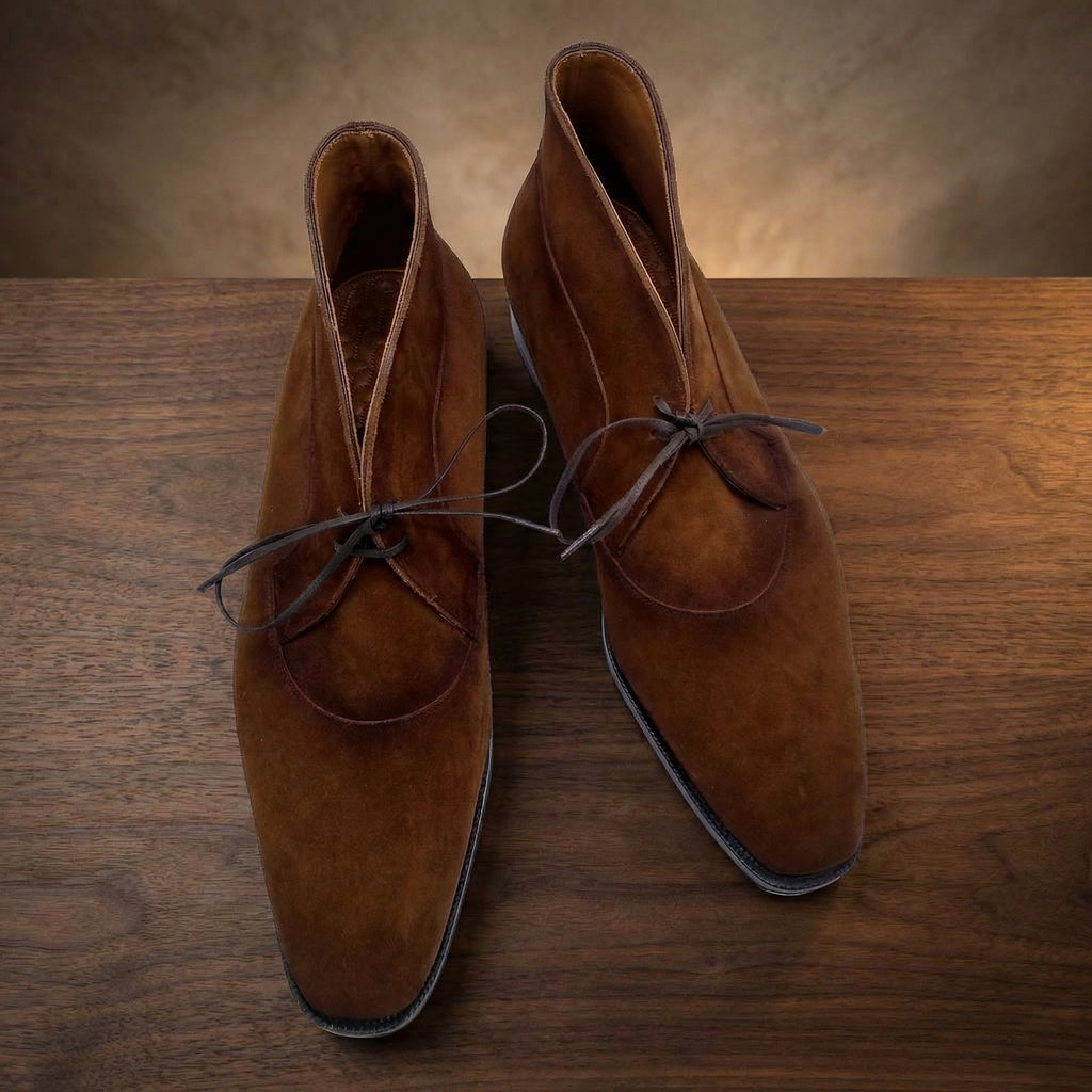 Luxury Edition - Artisian Made Brown Italian Suede Corowa Chelsea Boots