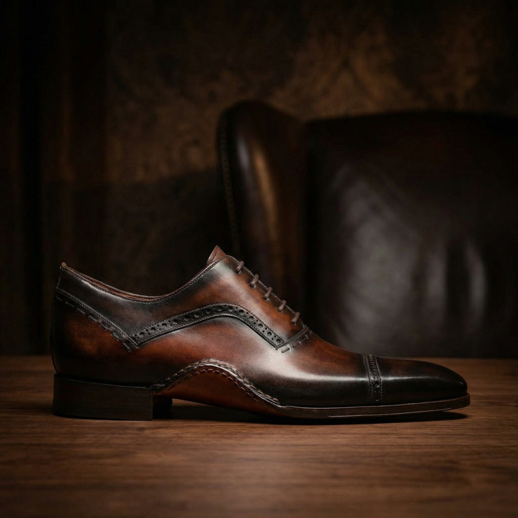 Height Increasing Brown Leather Bega Oxfords Shoes