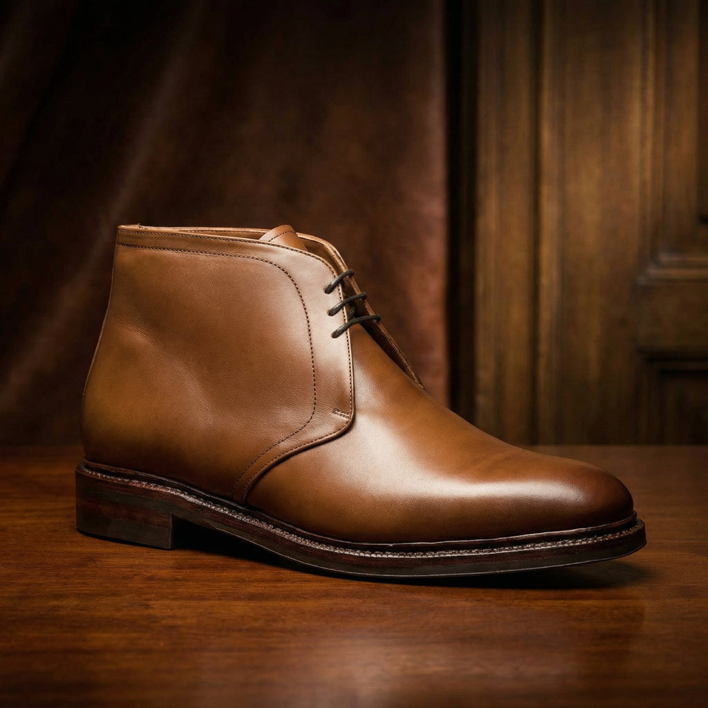 Height Increasing Tan Leather Fenland Lace Up Chukka Boots