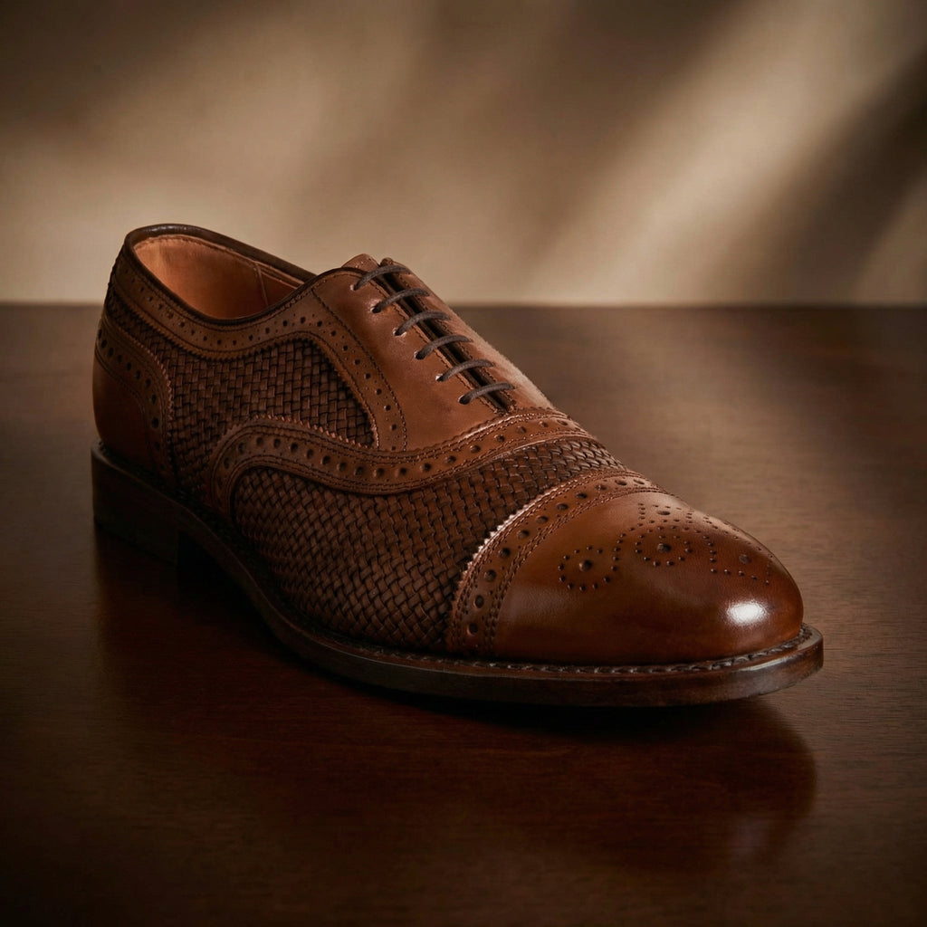 Brown Braided Leather Morice Brogue Oxfords - ITALIAN AW26