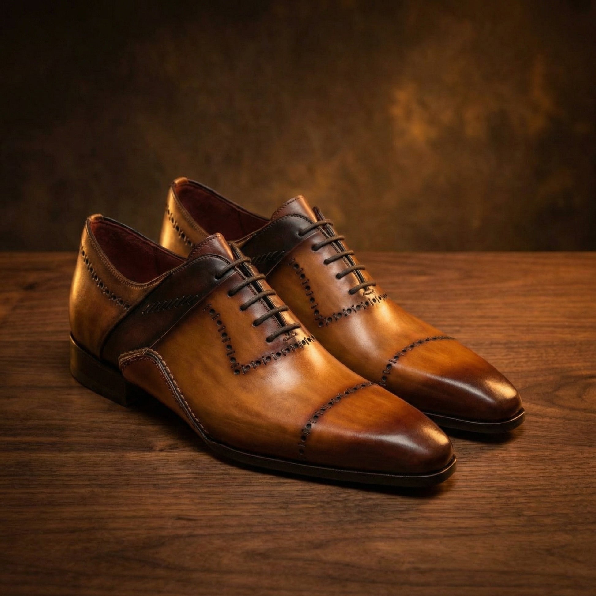 Height Increasing Tan Leather Canberra Oxfords Shoes