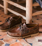 Brown Leather Inno With Tan Sole Boat Shoe