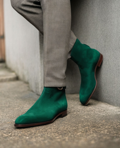 Dark Green Suede Leather Amarante Slip On Jodhpur Boots