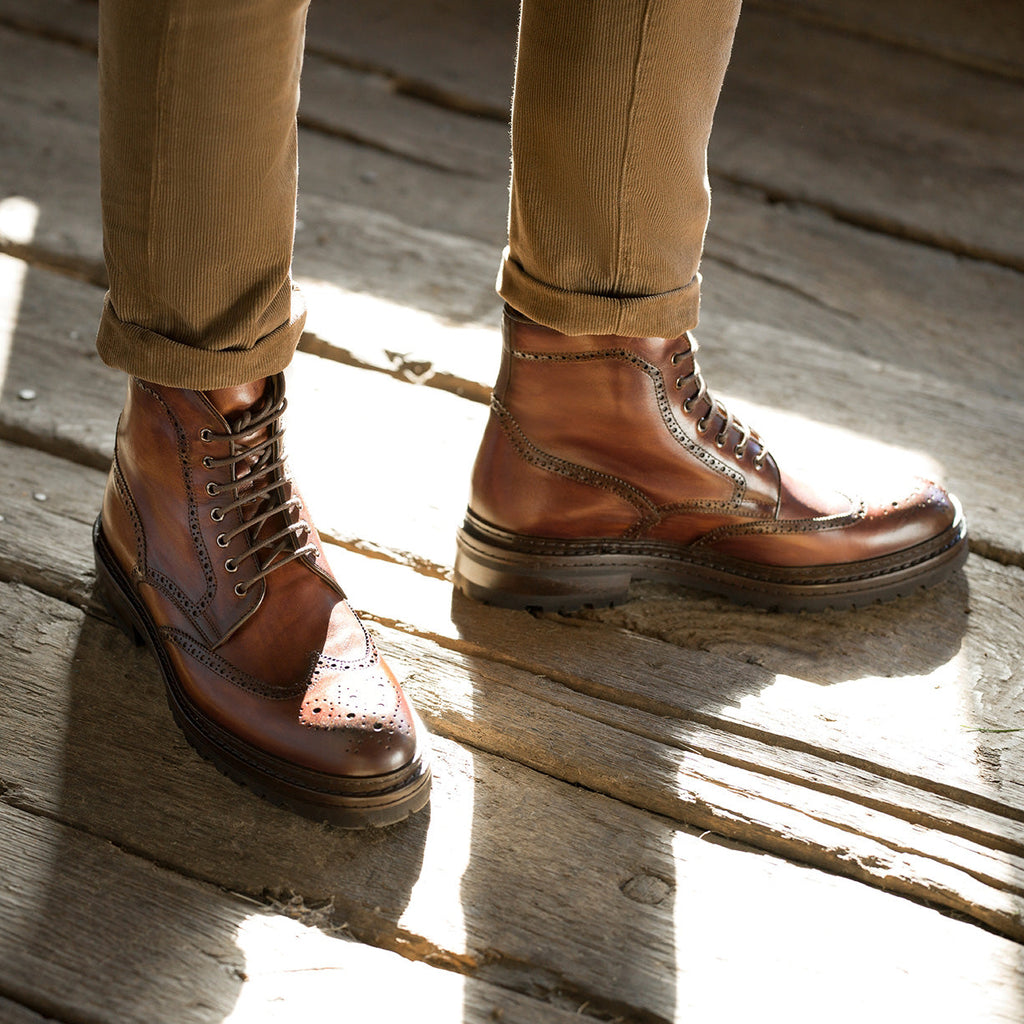 Tan Leather Travise Chunky Derby Boots 