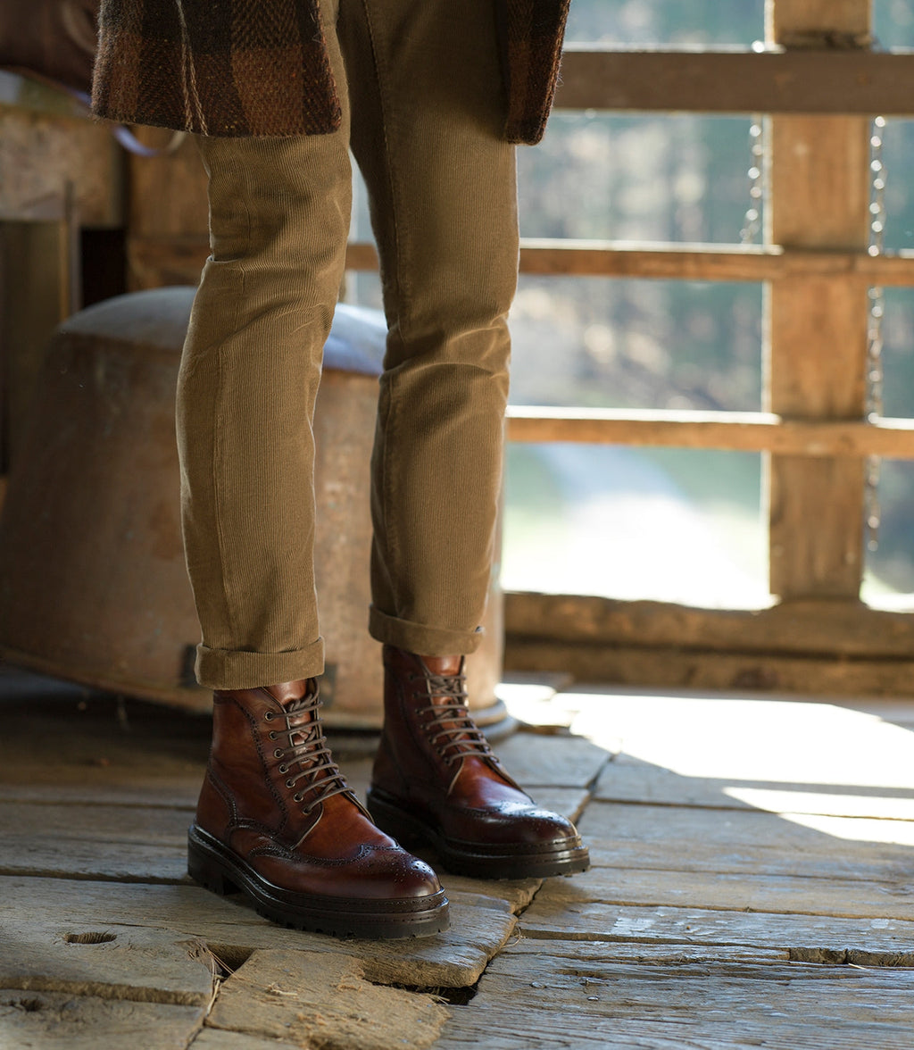 Tan Leather Travise Chunky Derby Boots 