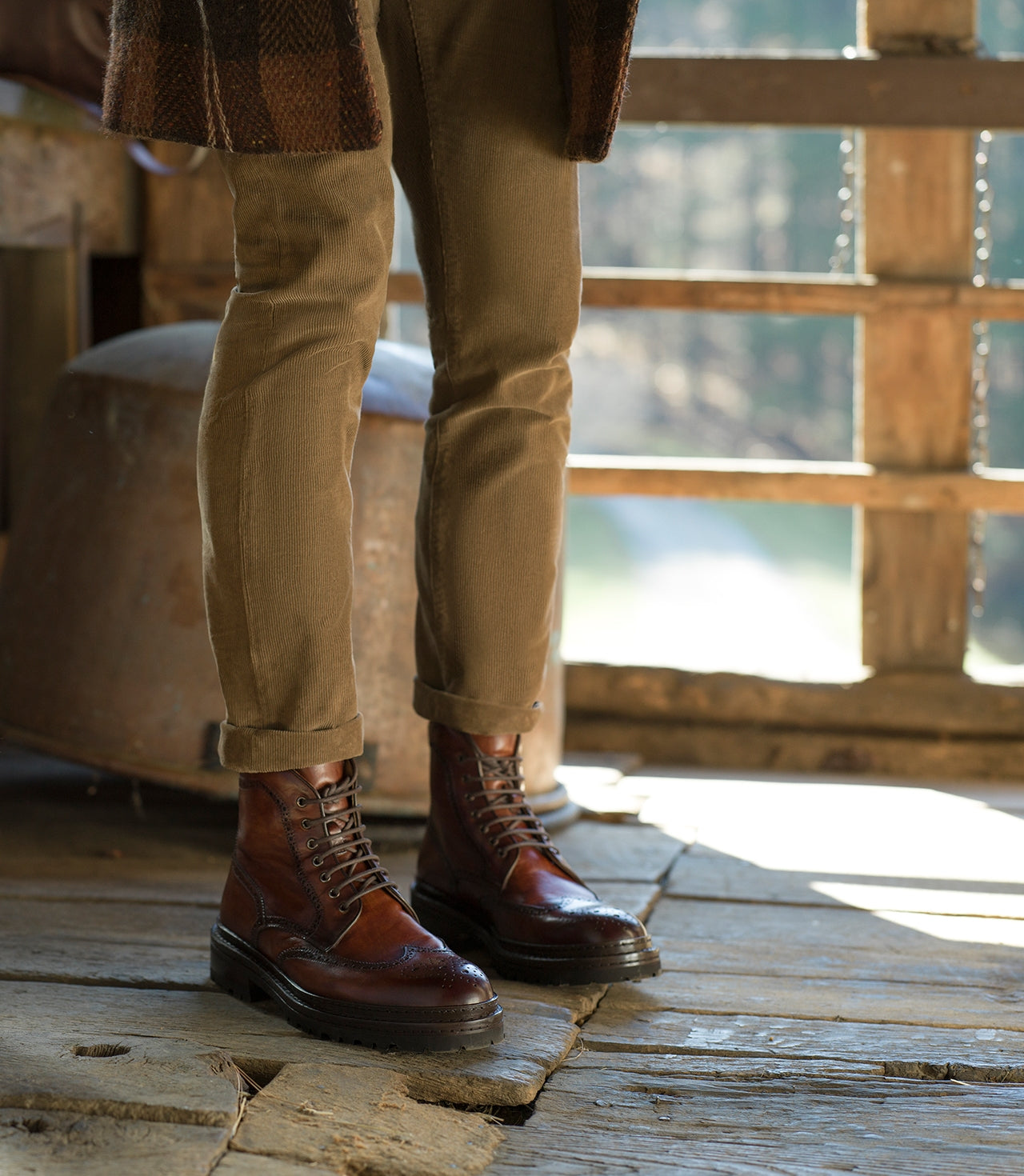 Tan Leather Travise Chunky Derby Boots 