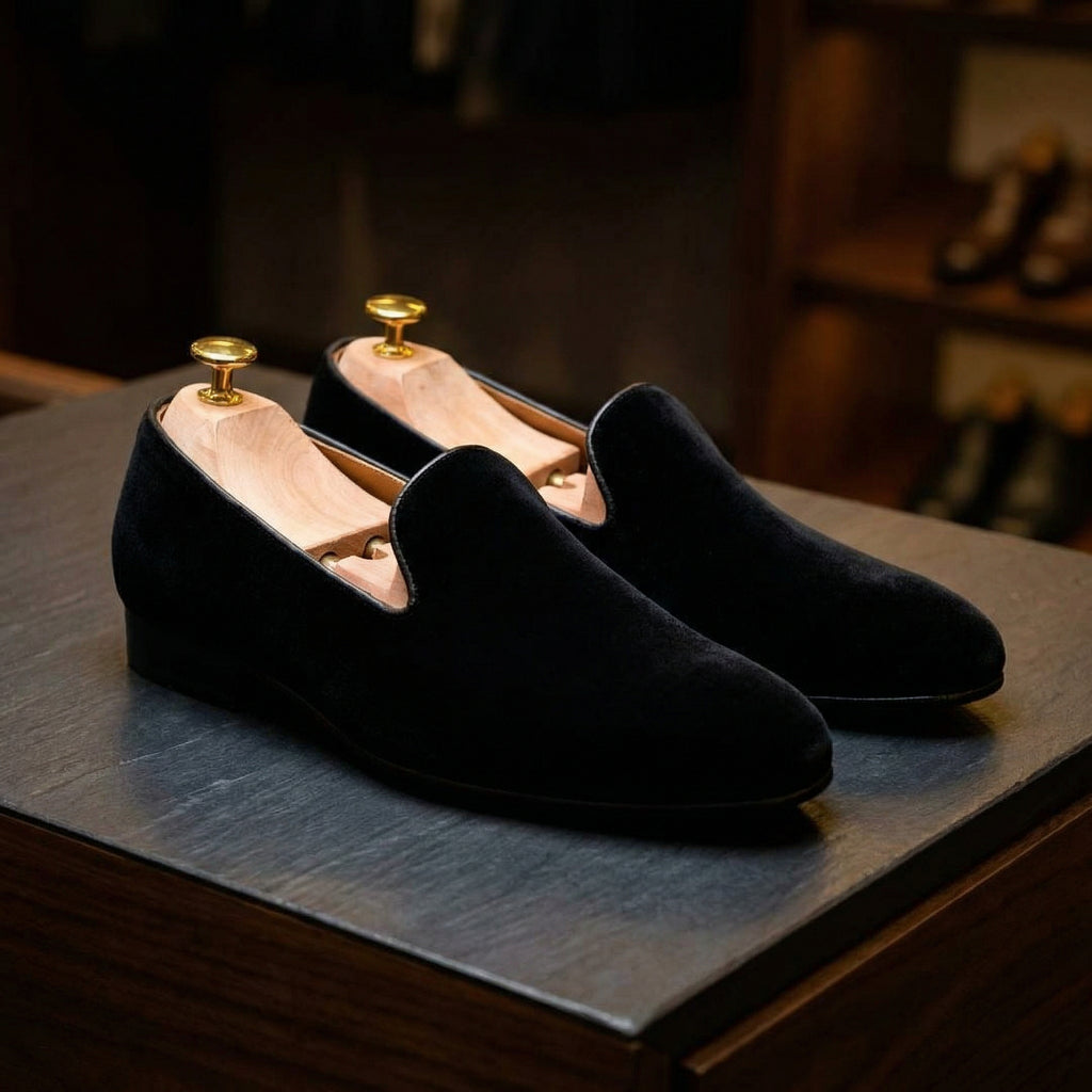 Black Velvet Thug Life Embroidered Loafers