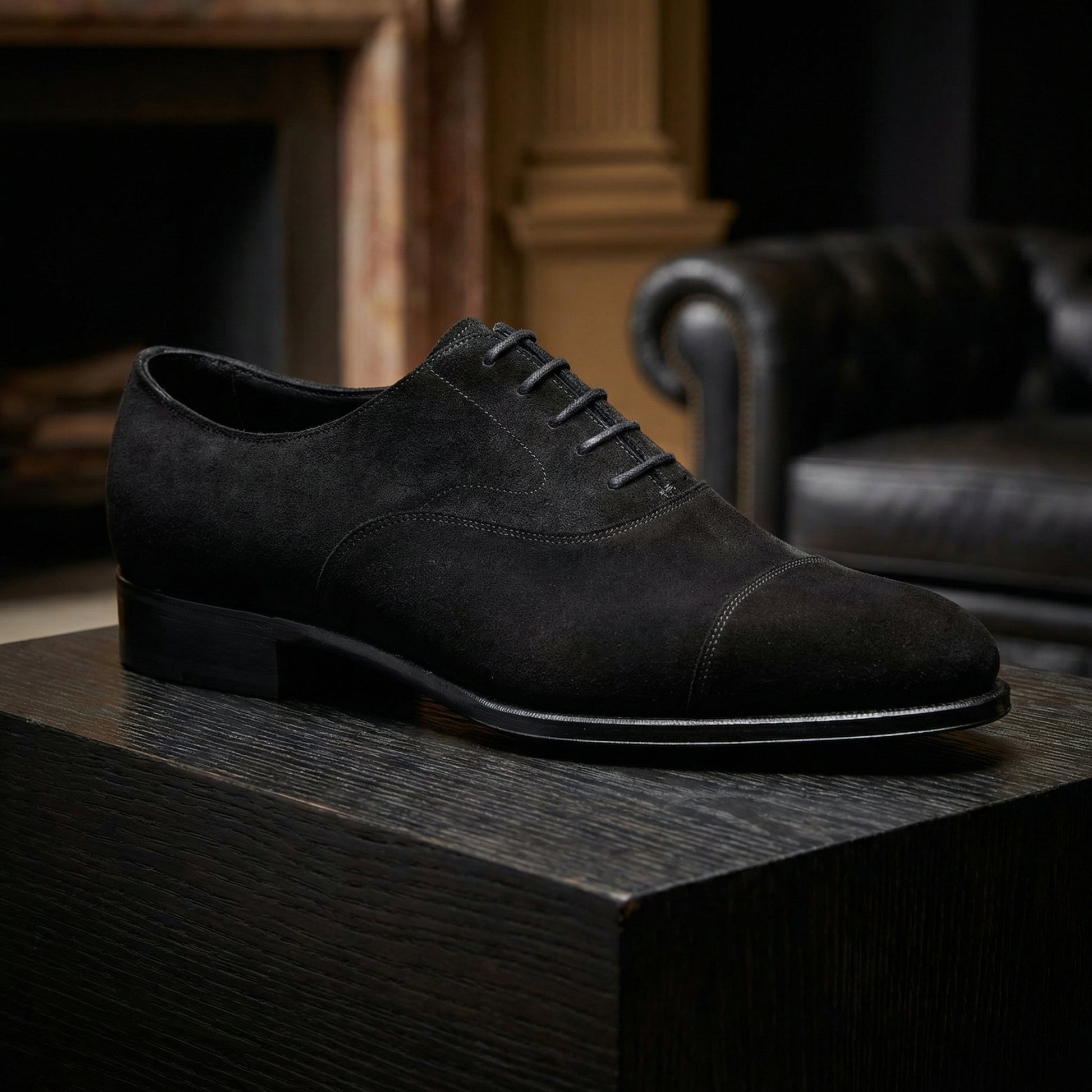 Black Suede Waltham Toe Cap Oxfords