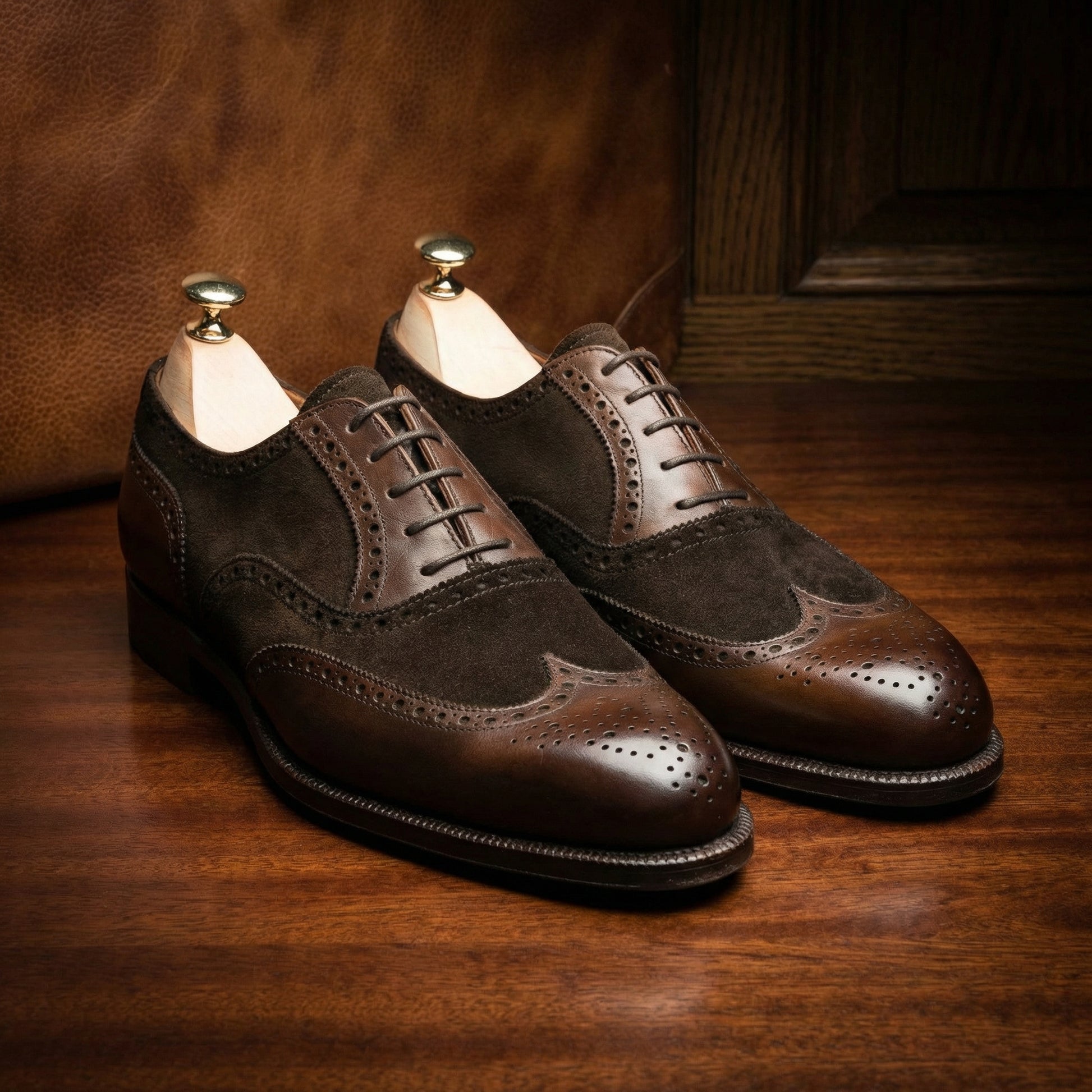 Brown Suede & Leather Romford Brogue Oxfords