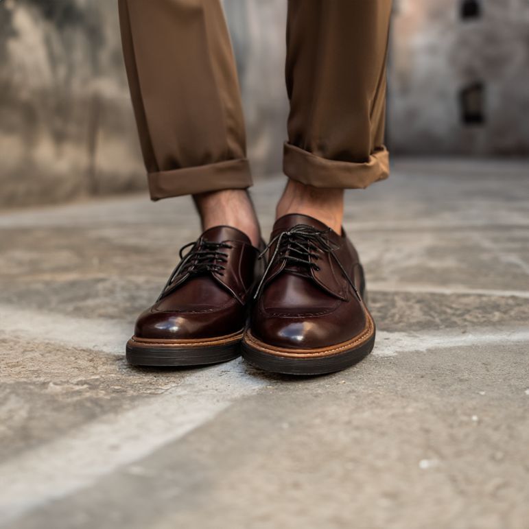 Brown Leather Eros Chunky Derby Shoes - AW24