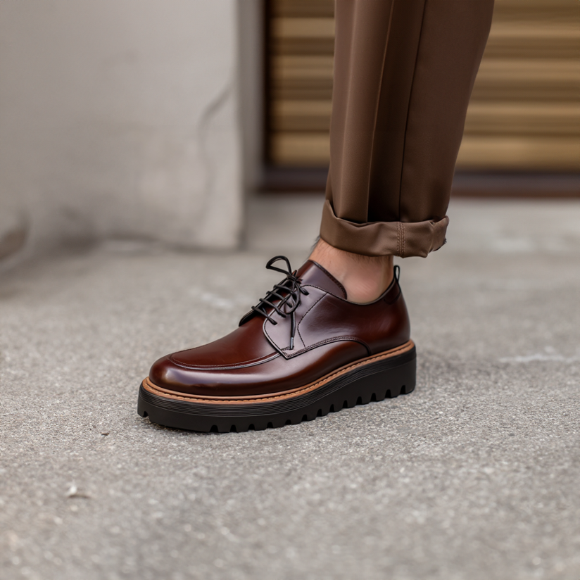 Brown Leather Eros Chunky Derby Shoes - AW24