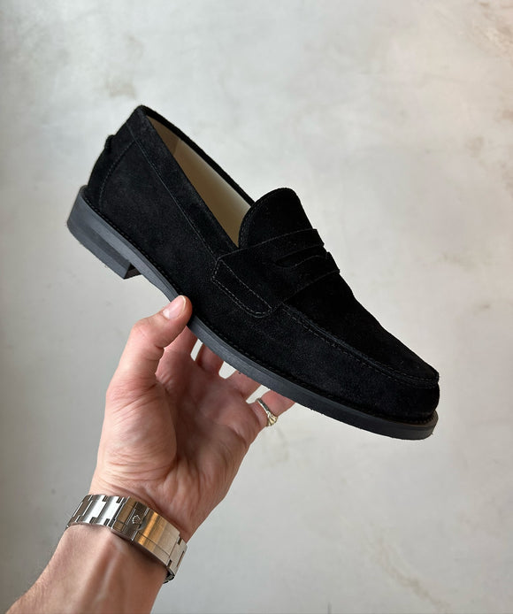 Black Suede Leather Giorno Loafers