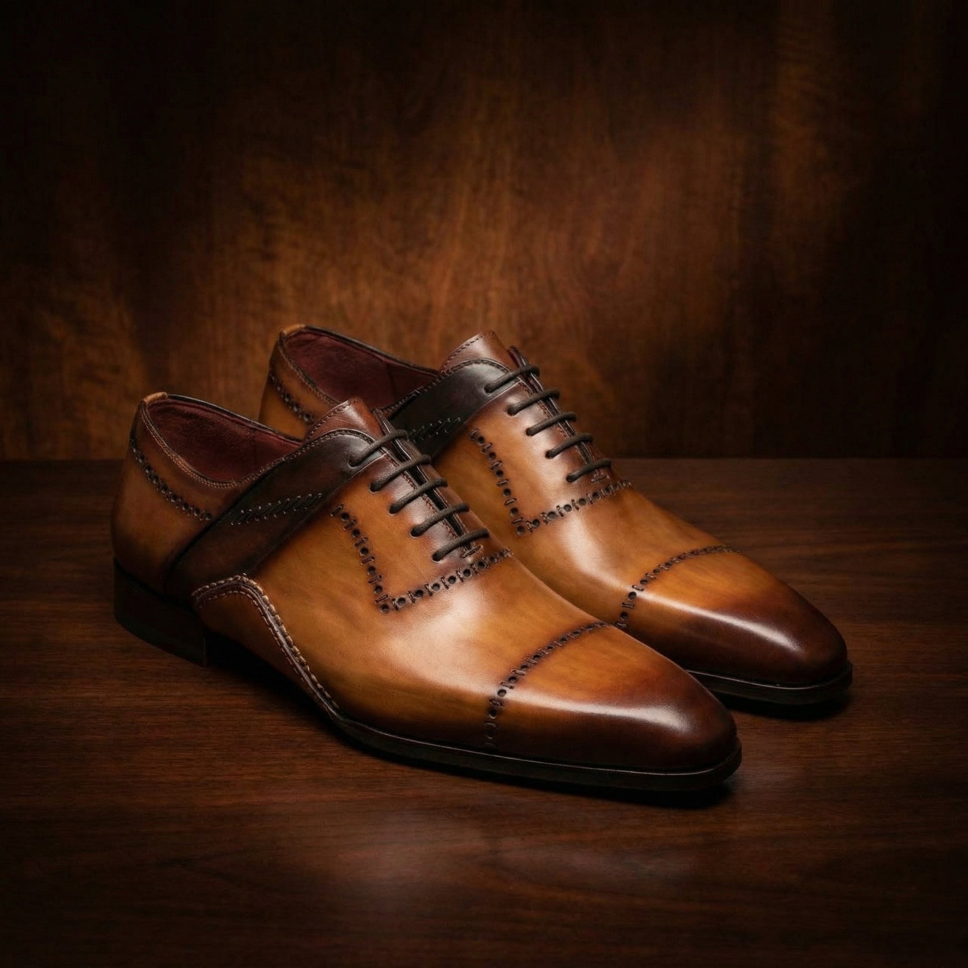 Tan Leather Canberra Oxfords Shoes