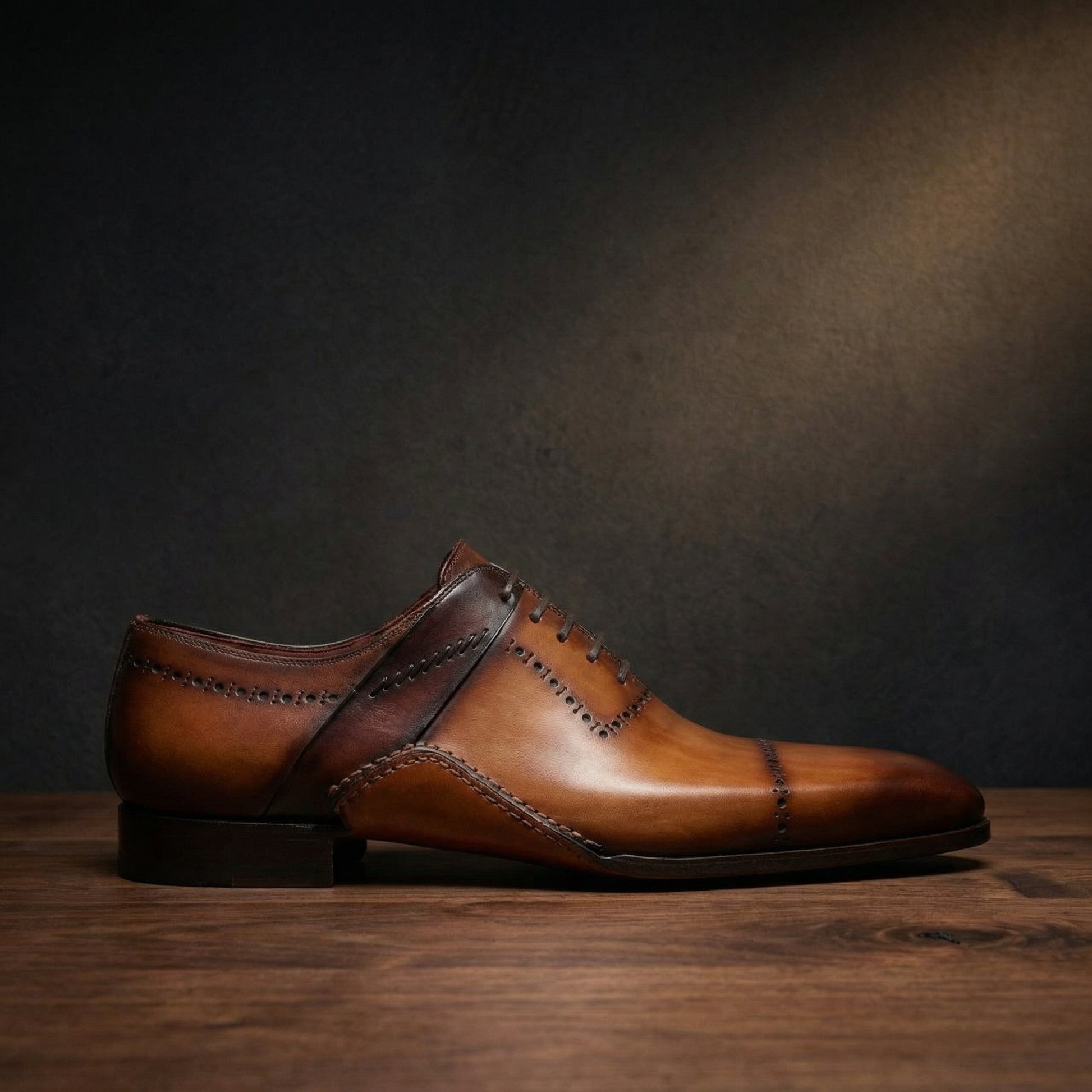 Tan Leather Canberra Oxfords Shoes