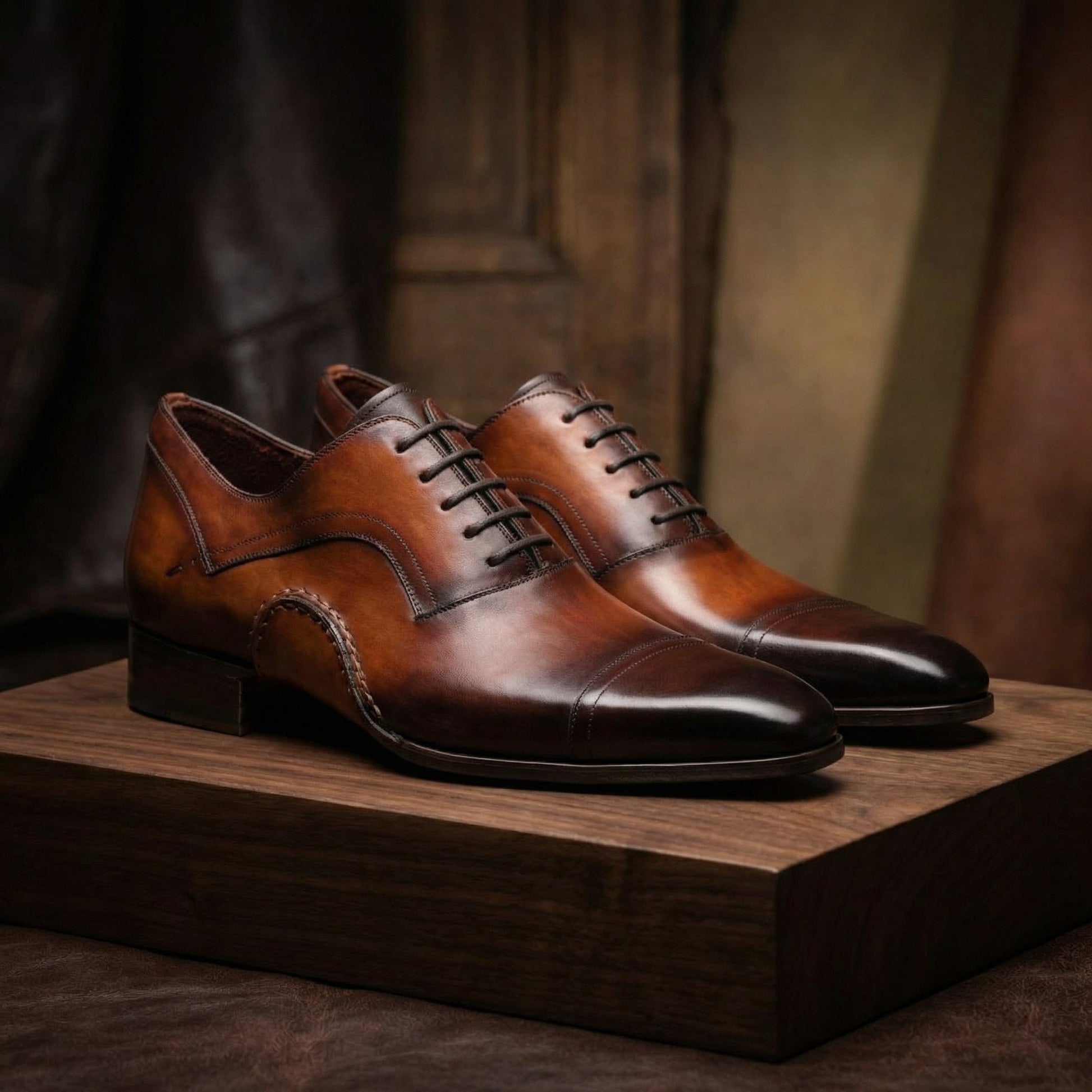 Height Increasing Brown Leather Byron Bay Oxfords Shoes