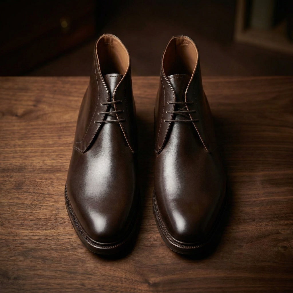 Height Increasing Brown Leather Exeter Lace Up Chukka Boots