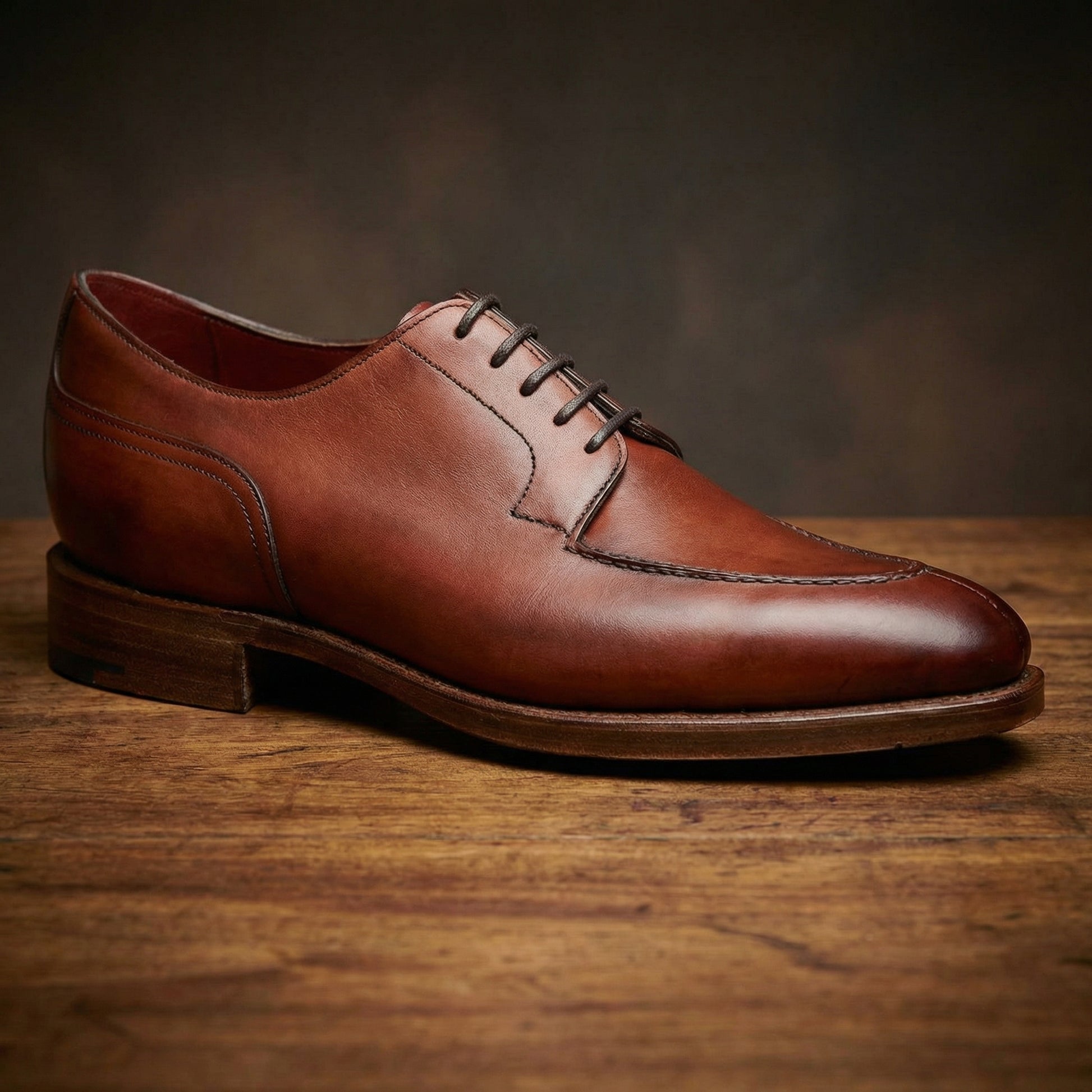 Height Increasing Fire Tan Leather Hamlet Derby Shoes