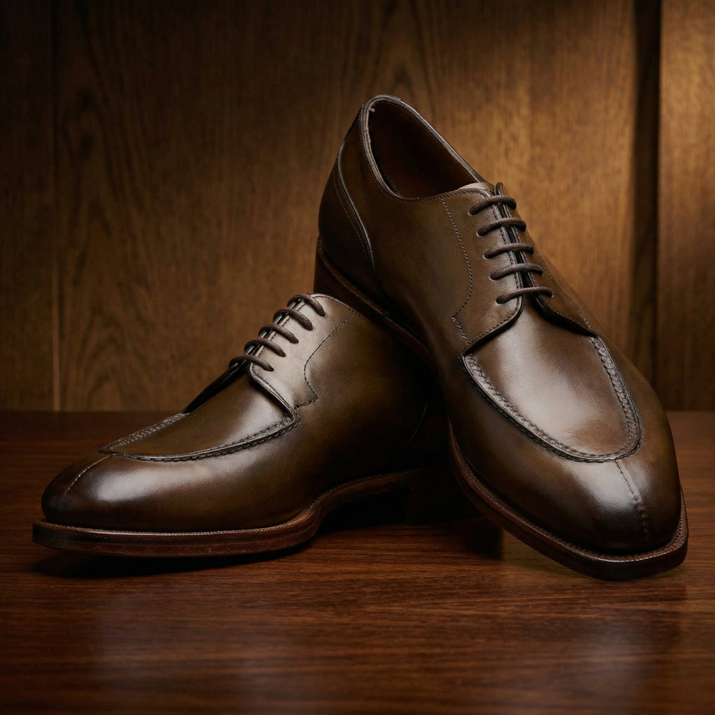 Olive Green Leather Hamlet Derby Shoes