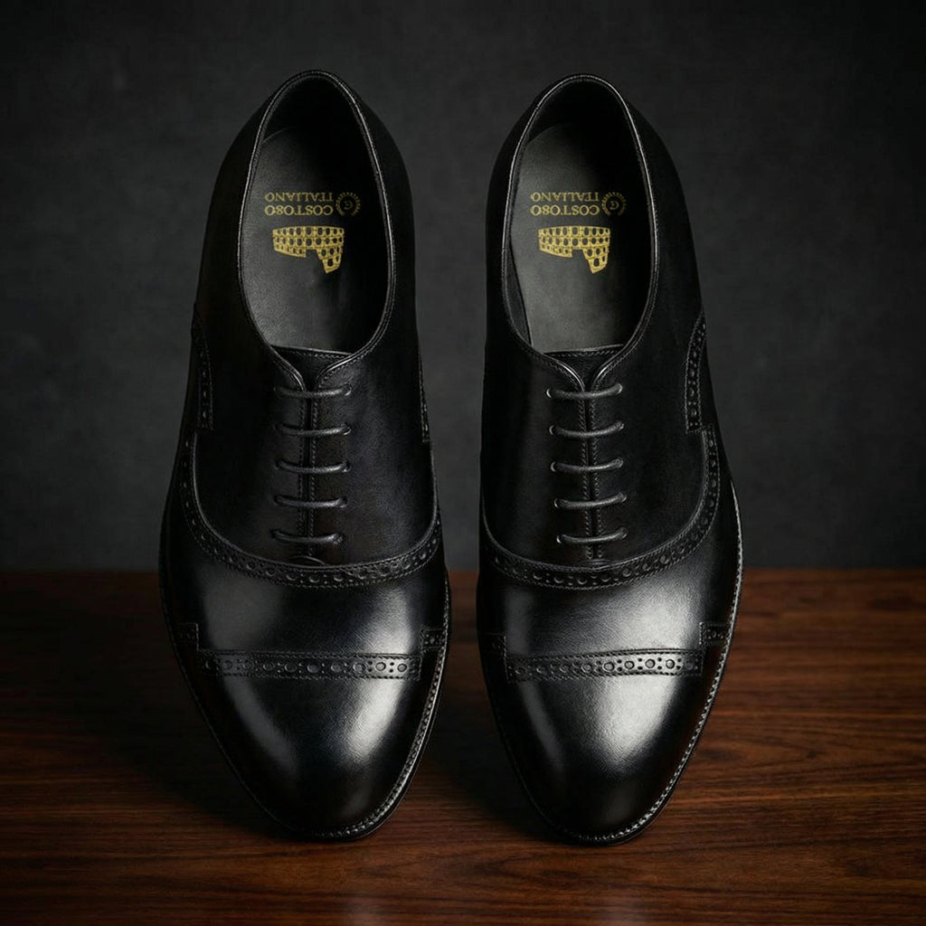 Black Leather Broxtowe Brogue Oxfords