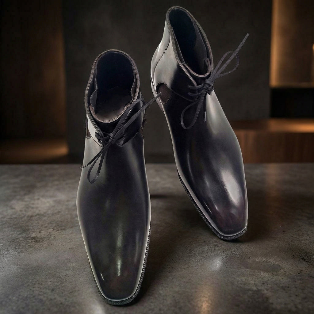 Black Leather Cowra Chelsea Boots