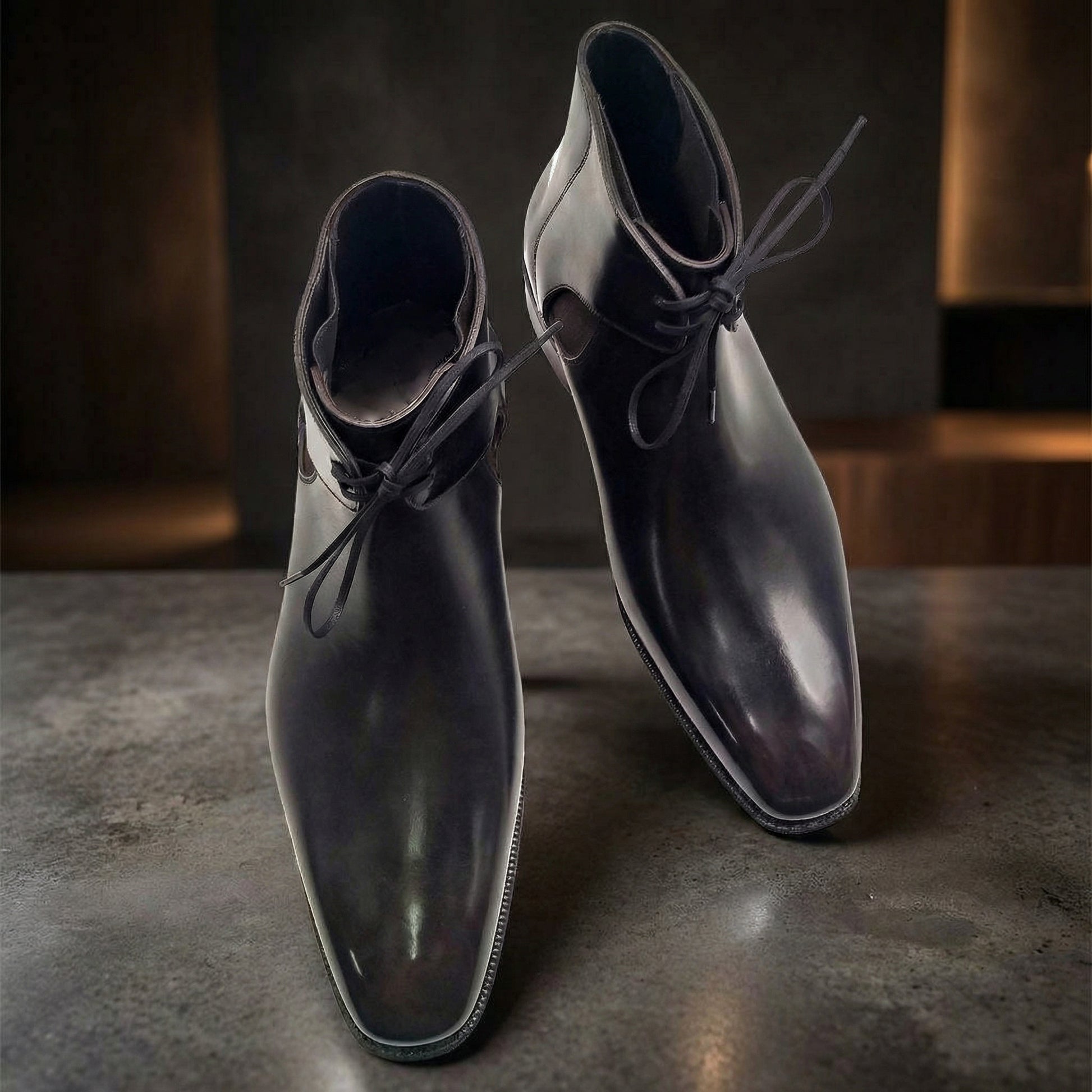 Black Leather Cowra Chelsea Boots