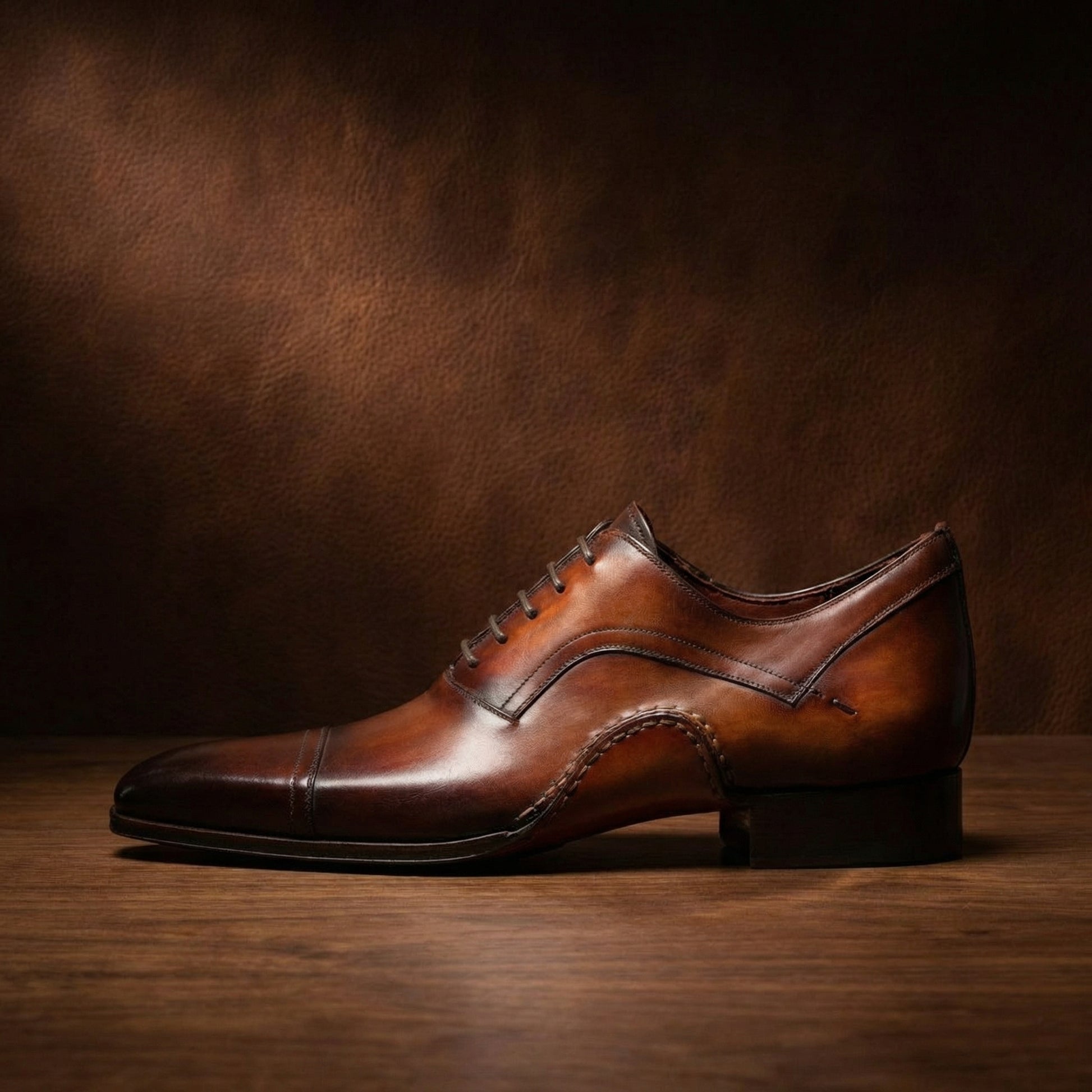 Height Increasing Brown Leather Byron Bay Oxfords Shoes