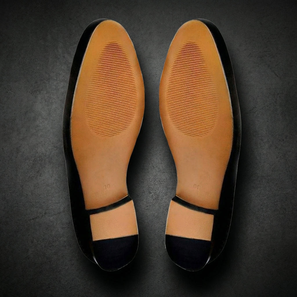 Black Velvet Thug Life Embroidered Loafers