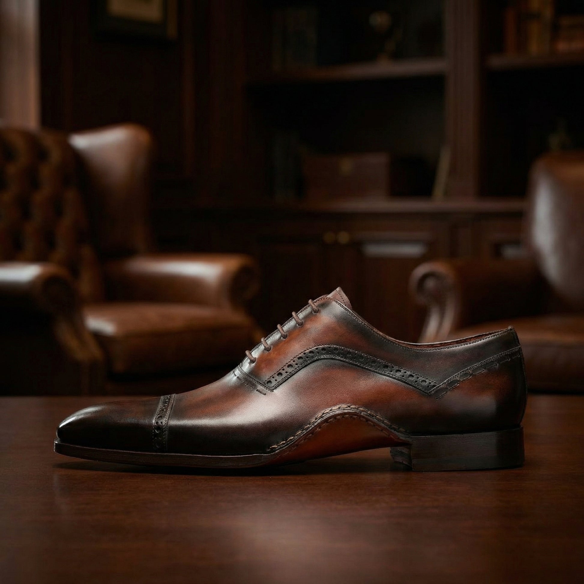 Brown Leather Bega Oxfords Shoes