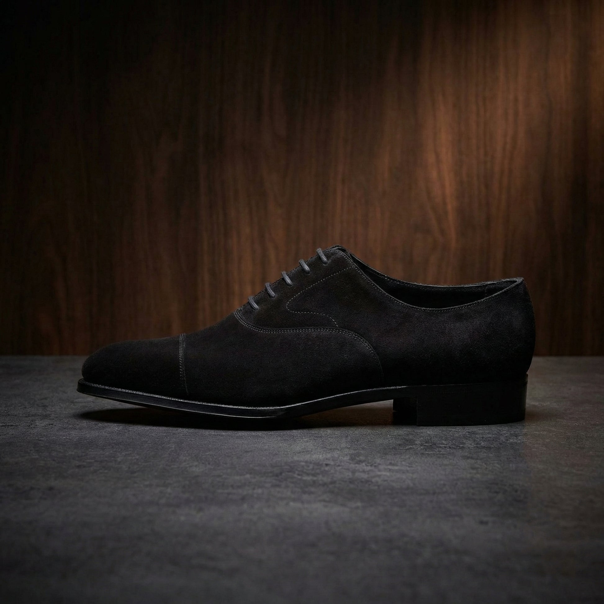 Black Suede Waltham Toe Cap Oxfords