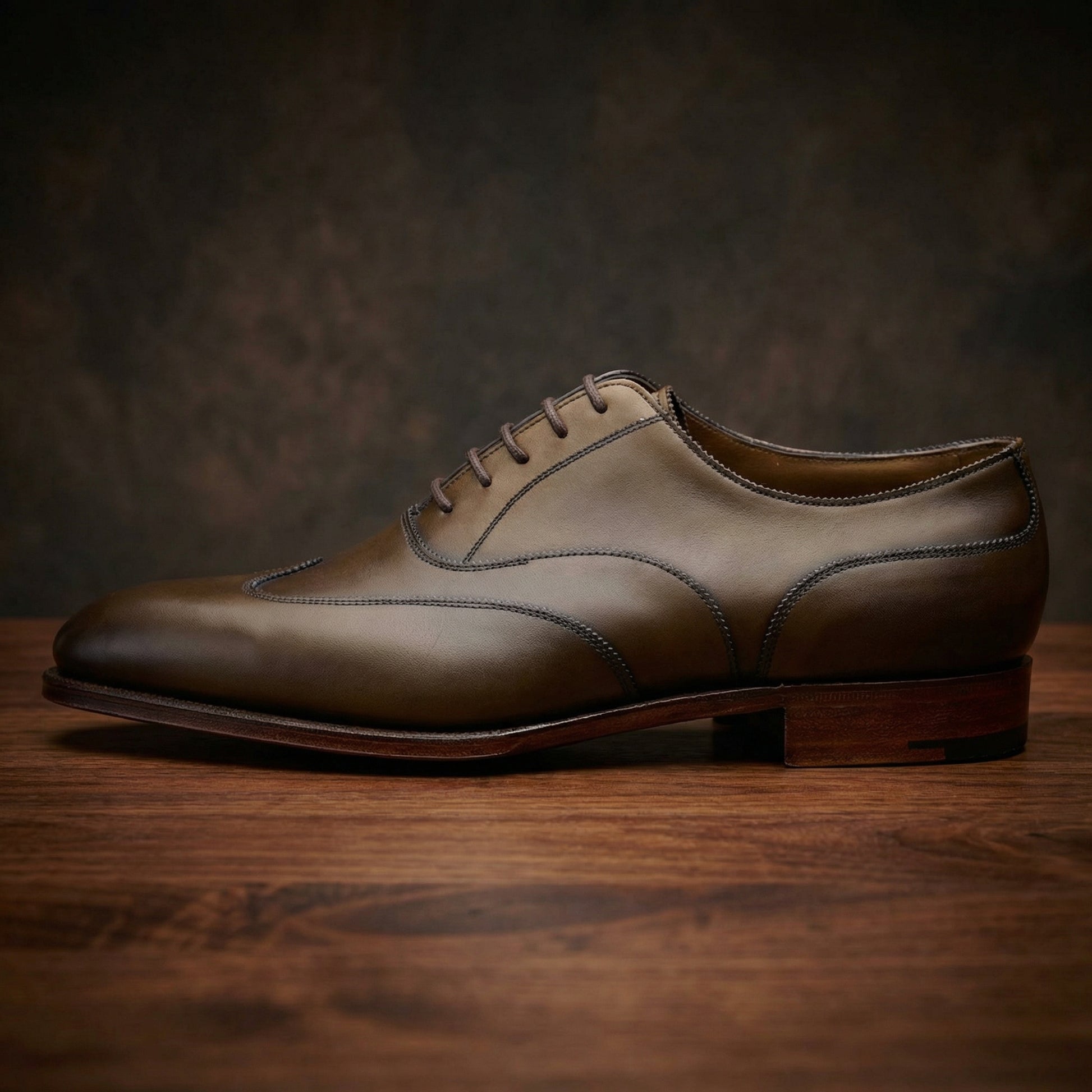 Olive Green Leather Gedling Brogue Oxfords