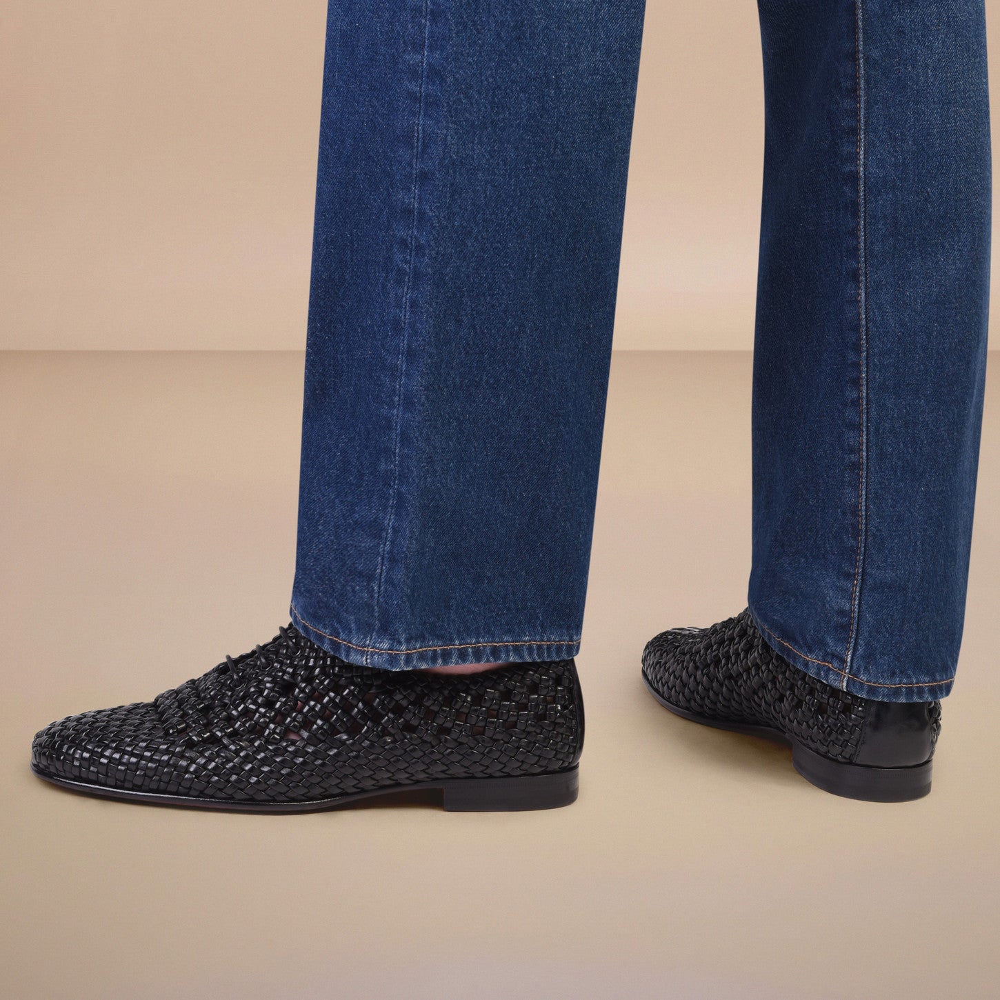 Black Incanto Braided Net Leather Shoe