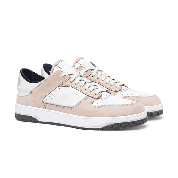 Pink and White Leather Hayden Lace Up Sneakers
