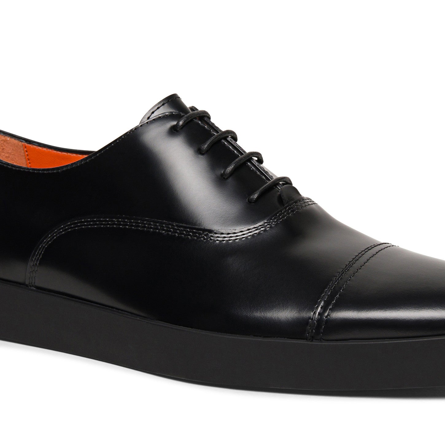 Black Leather Isadora Lace Up Oxford Toe Cap Sneakers 