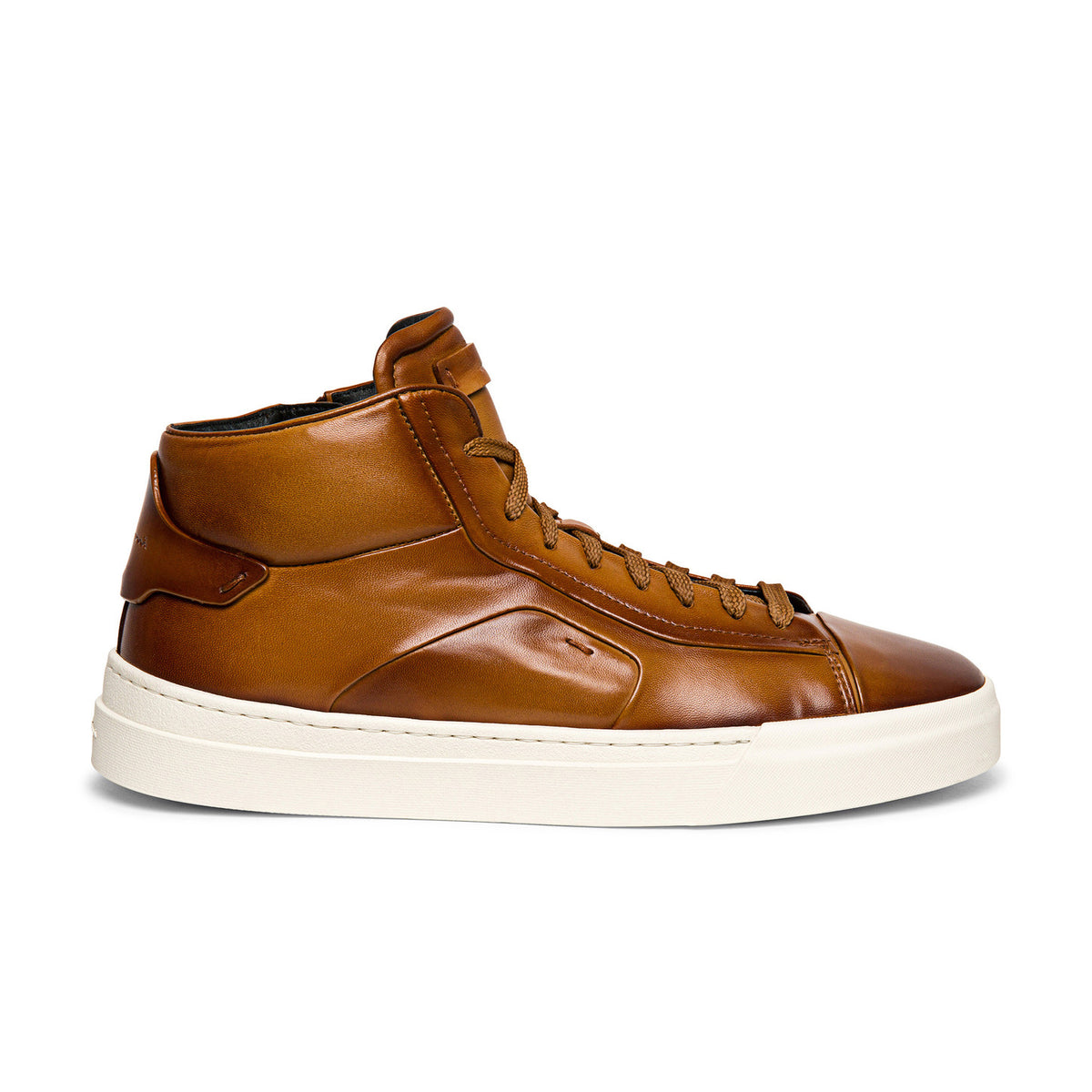 Tan Leather Estelle Lace Up High Top Sneakers - AW24 – Costoso Italiano