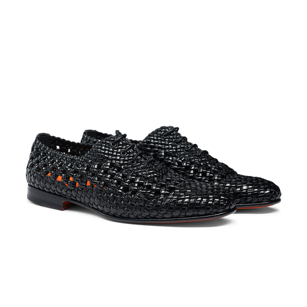 Black Incanto Braided Net Leather Shoe