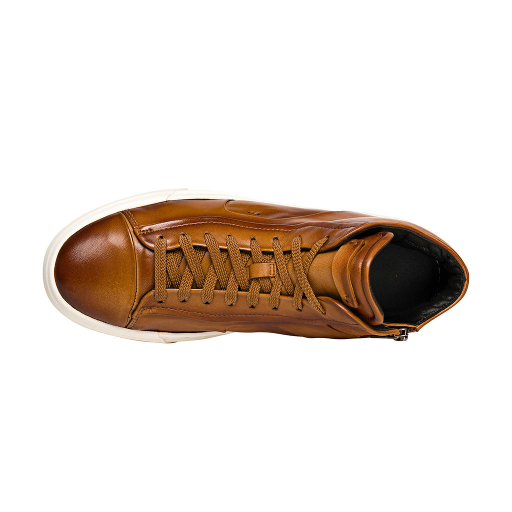 Tan Leather Estelle Lace Up High Top Sneakers - AW24