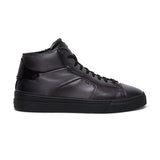 Black Leather Wolfton Lace Up High Top Sneakers 