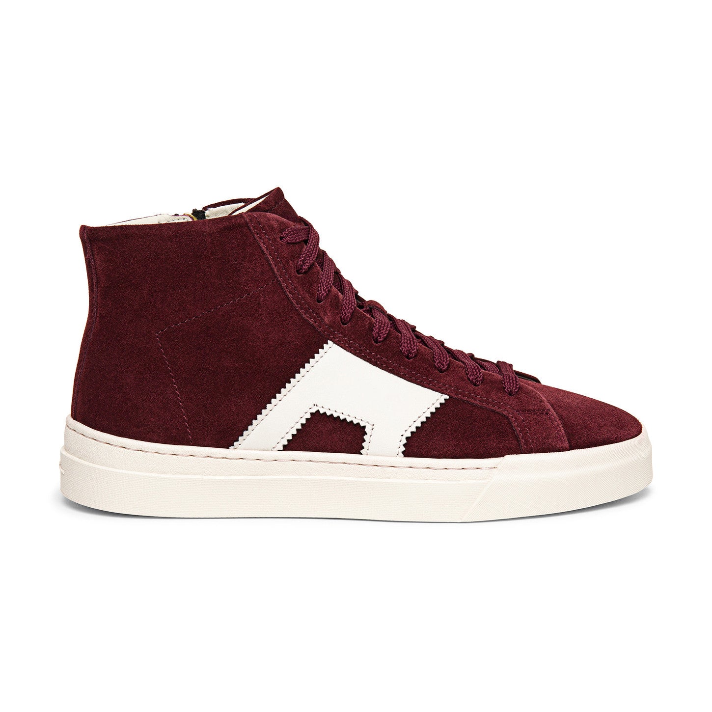 Burgundy Suede Wolfton Lace Up High Top Sneakers
