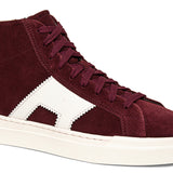 Burgundy Suede Wolfton Lace Up High Top Sneakers