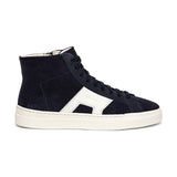 Navy Blue Suede Wolfton Lace Up High Top Sneakers