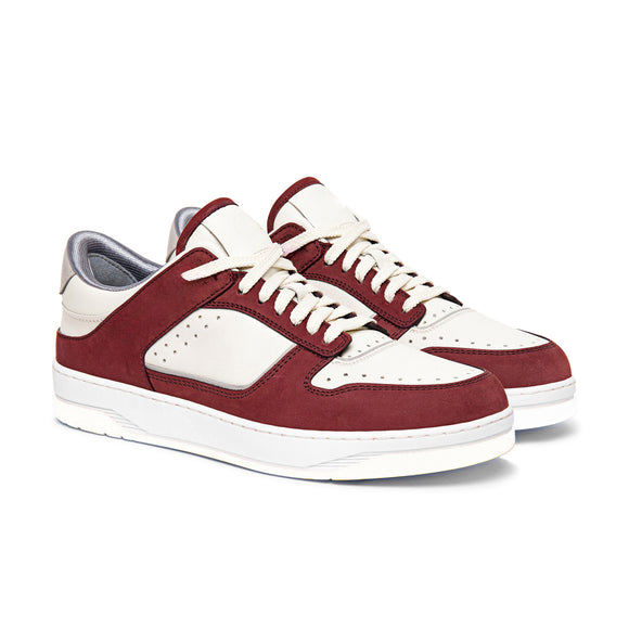 Red and White Leather Hayden Lace Up Sneakers