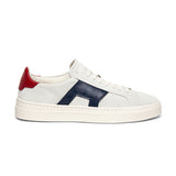 Navy Blue Red and White Leather Amelie Lace Up Sneakers