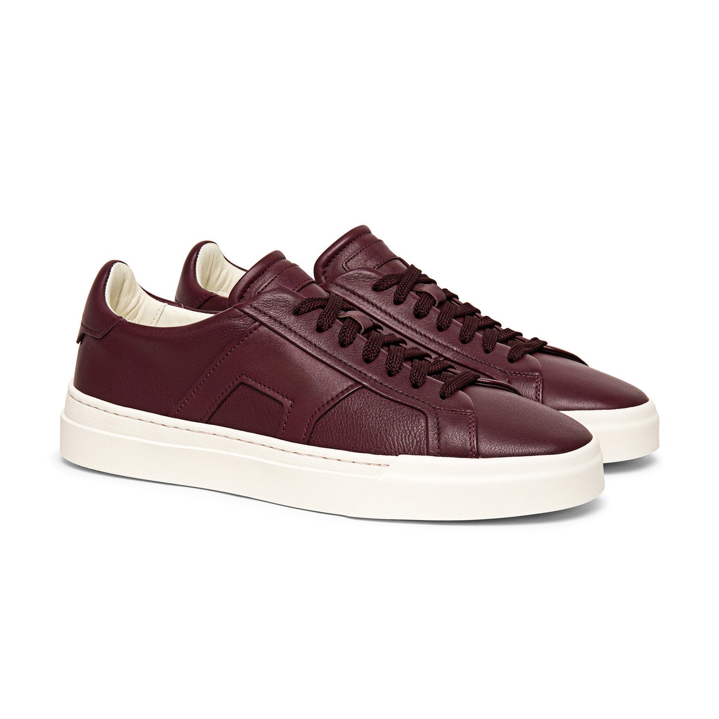 Burgundy Brown Leather Amelie Lace Up Sneakers