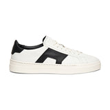 White and Black Leather Amelie Lace Up Sneakers