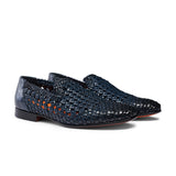 Blue Incontro Braided Net Leather Shoe