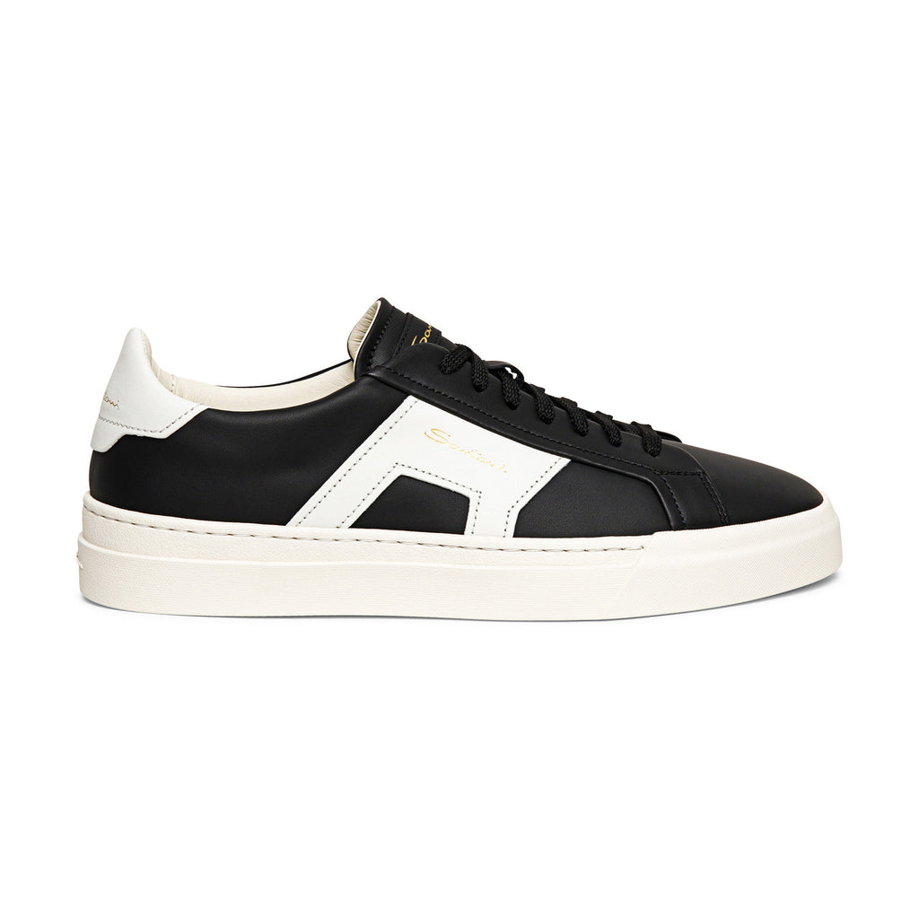 Black and White Leather Amelie Lace Up Sneakers 