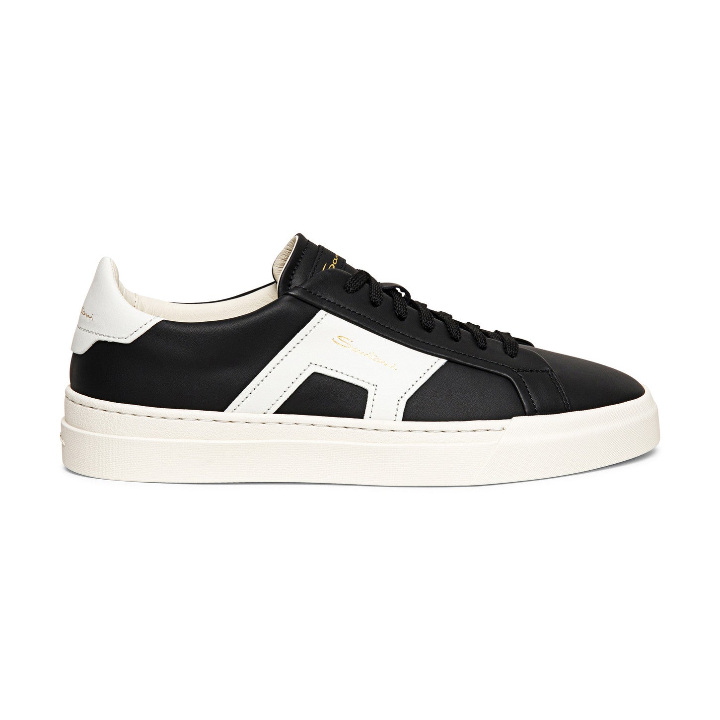 Black and White Leather Amelie Lace Up Sneakers 