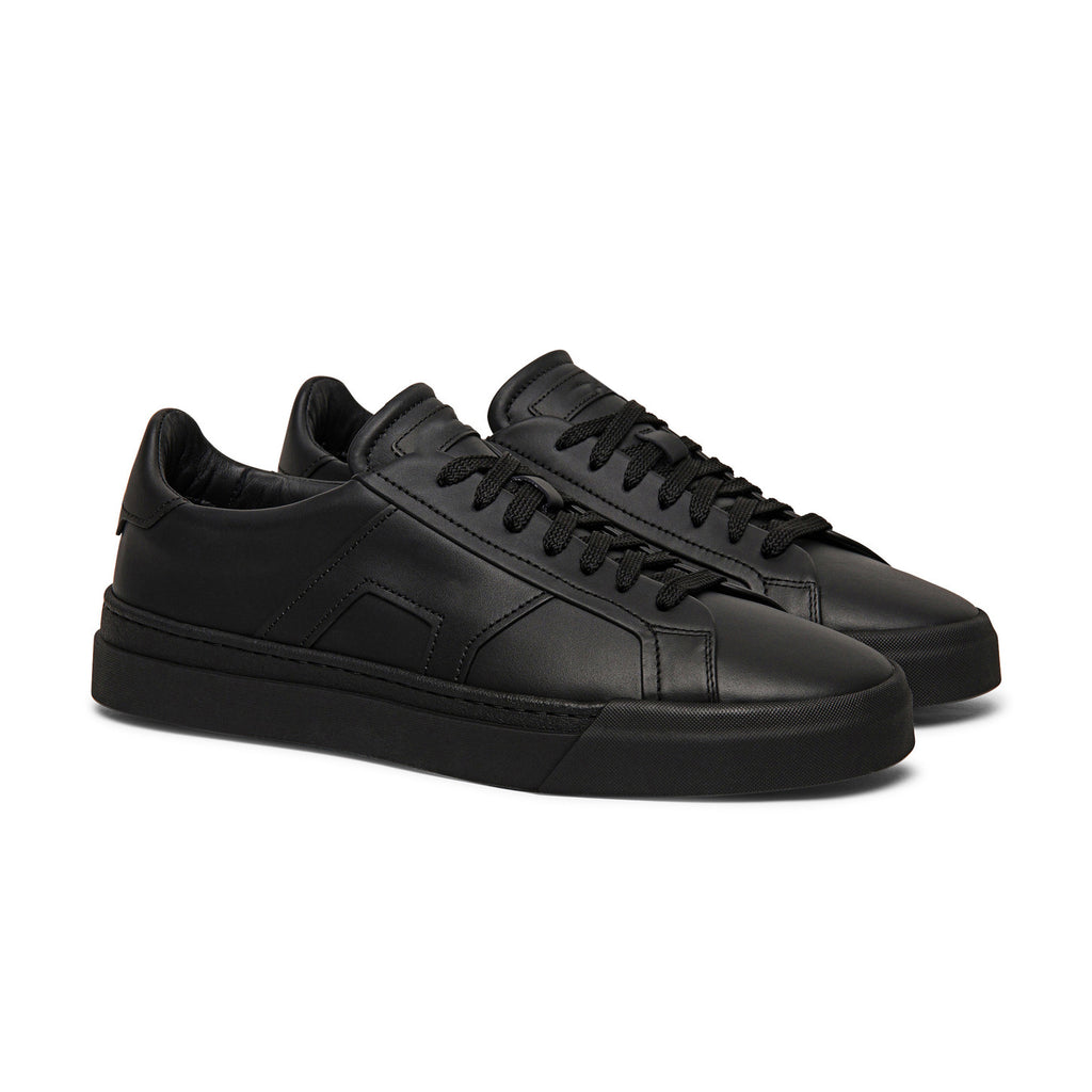 Matte Black Leather Amelie Lace Up Sneakers